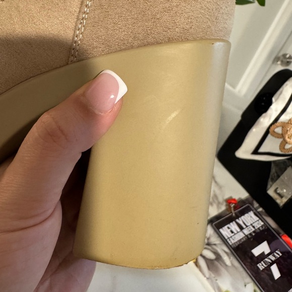 Women's Cream Faux Fur Platform Booties - Picture 7 of 9